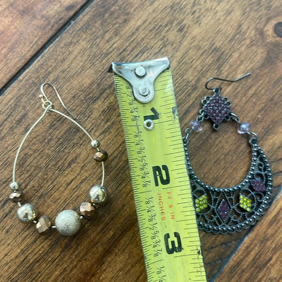 6 pairs bundle fashion earrings dangling drop hoops silver gold green black - Picture 14 of 16